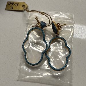 Azaara Gold plated Blue Turquoise Arc deco statement earrings